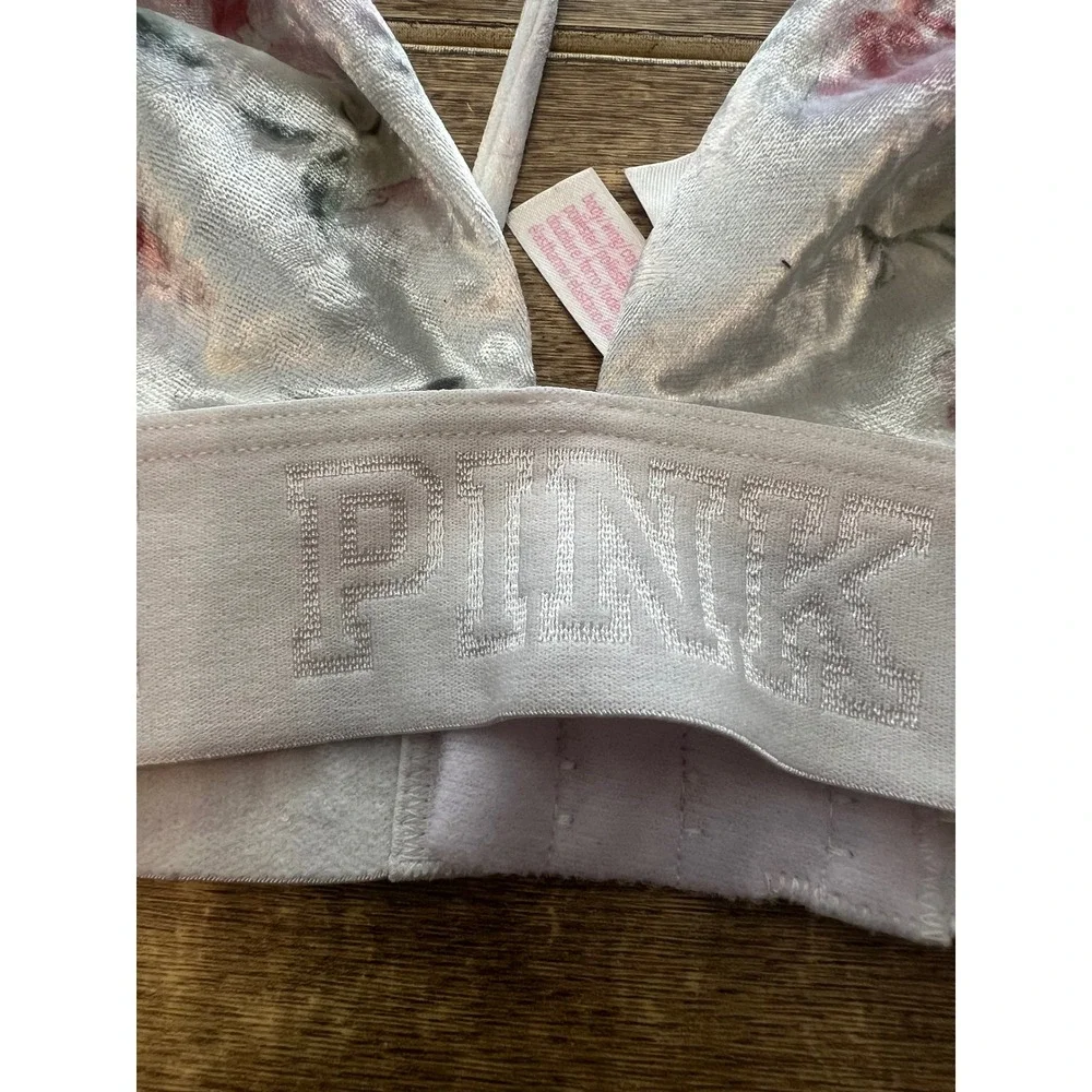 Victoria's Secret‎ PINK Velour Floral Print Unlined Adjustable Bralette SZ SMALL